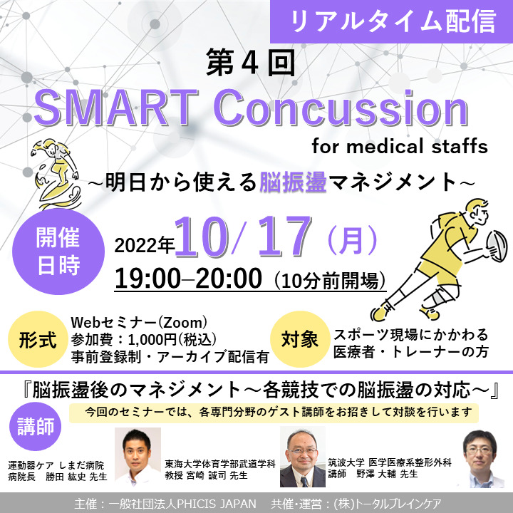 第４回・リアルタイム配信】SMART Concussion for medical staffs ...